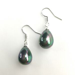 Peacock  Grey Shell Pearl Drop earrings in Sterling Silver 🆕